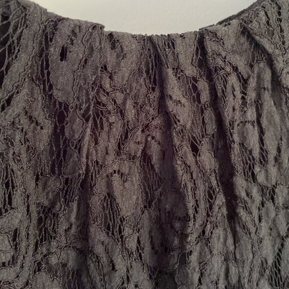 ELLEN TRACY black lace sleeveless dress pleated neck gathered skirt lined 10 - Picture 5 of 5